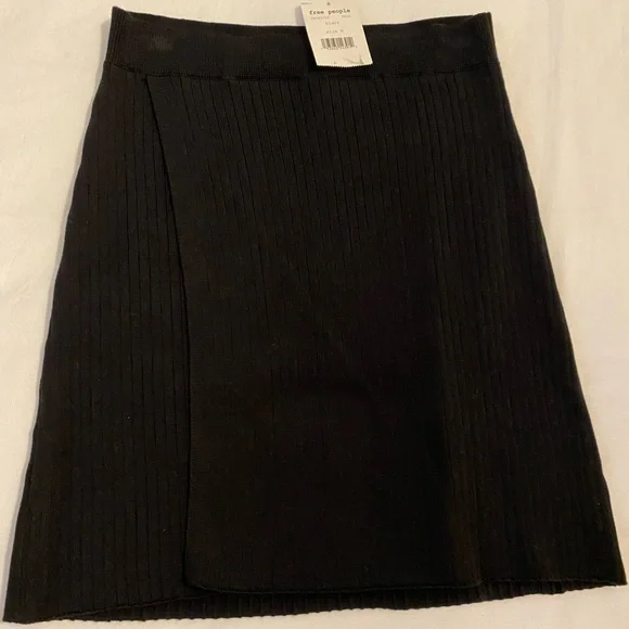 FREE PEOPLE FAUX WRAP RIBBED SKIRT - Picture 2 of 9